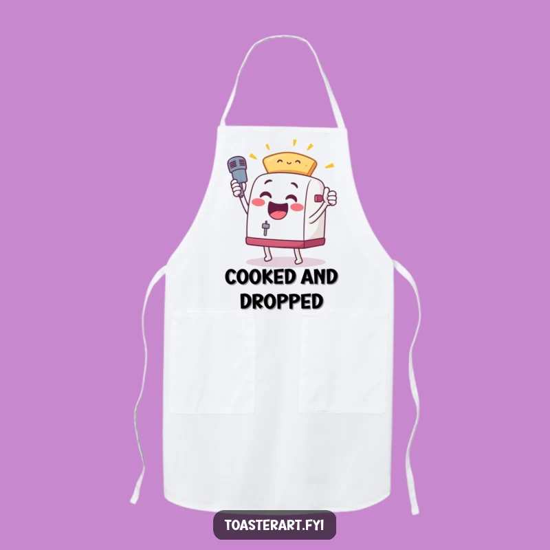 Funny Toaster Mic Drop Apron - Cook Up a Winning Performance in the Kitchen