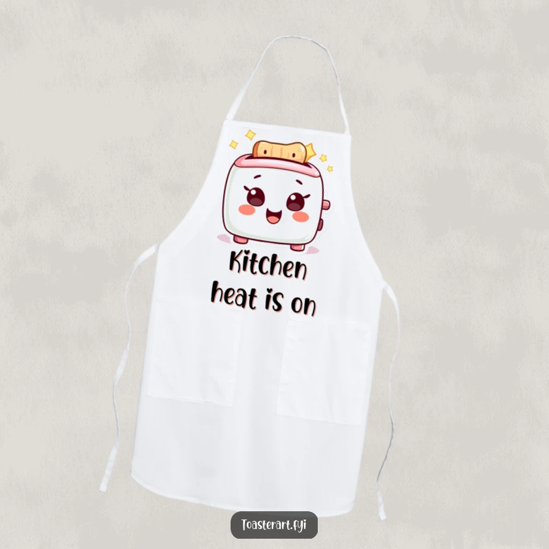 Funny Apron: A delighted toaster character glows with excitement, ready to serve up deliciousness with a smile.