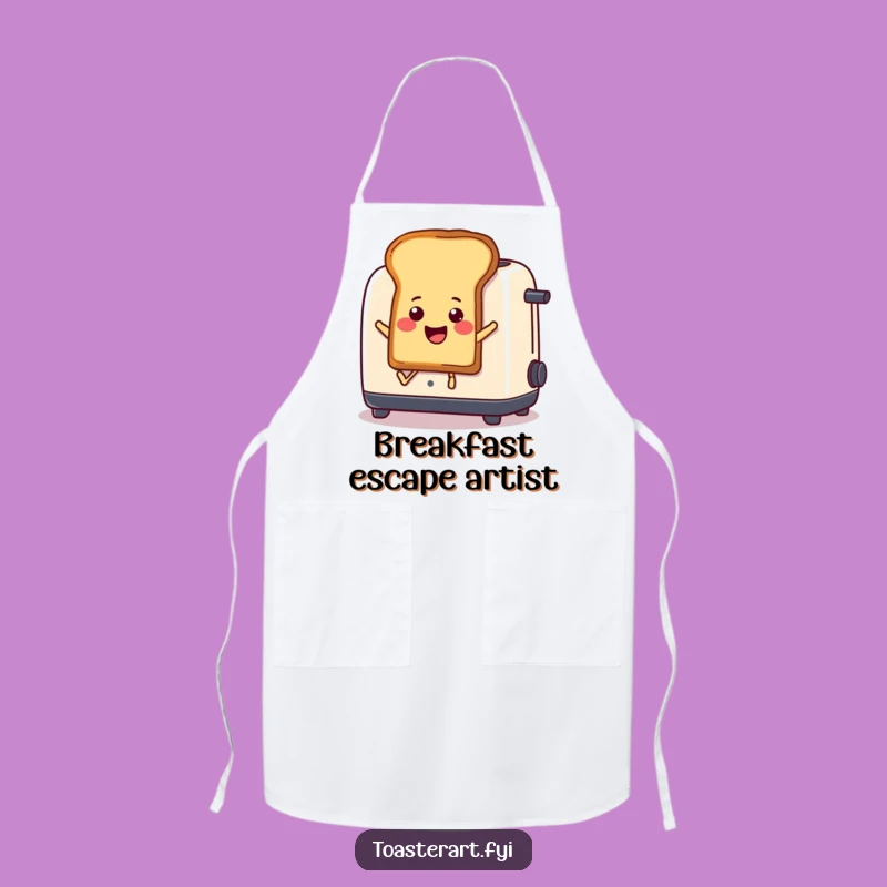 Funny Toast Leap Apron: Hilarious Cartoon Toast Popping Out Kitchen Wear