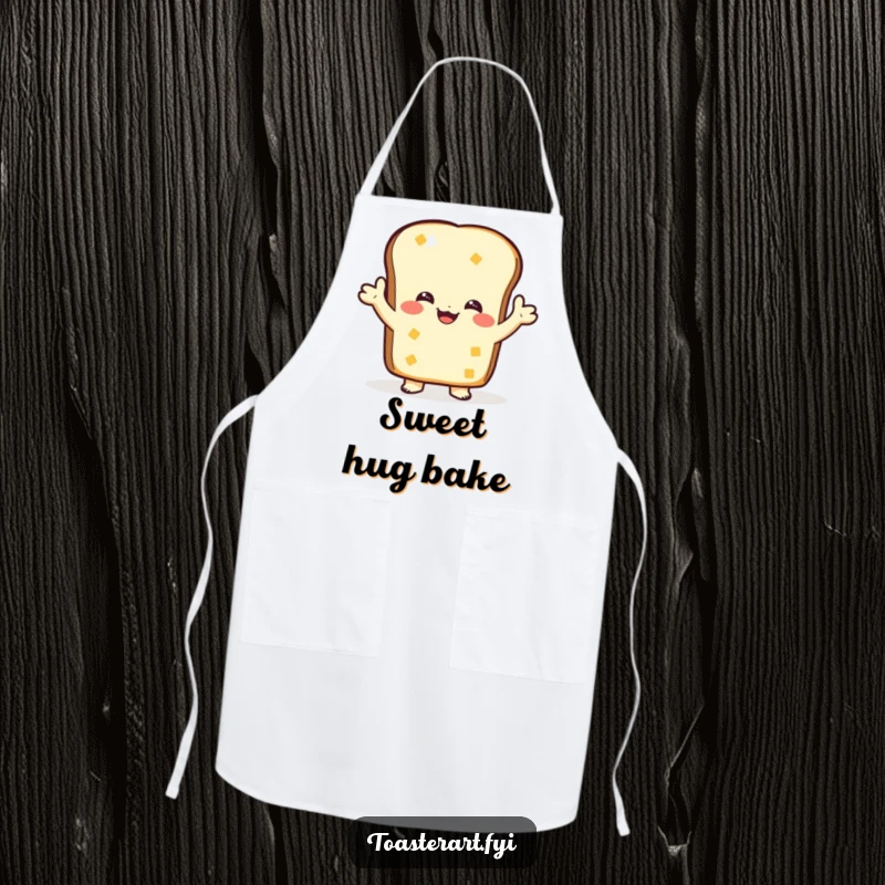 Funny Apron: A toast character offers a warm hug, ready to assist in the kitchen with love.