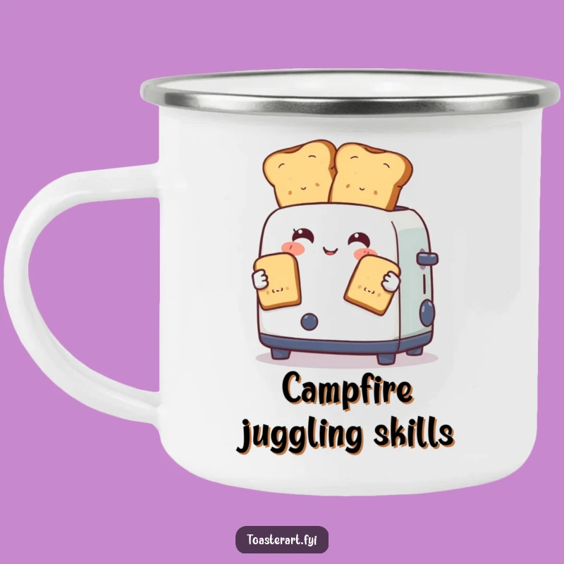 Funny Juggling Toaster Camping Mug: Outdoor Breakfast Show Funny Gift