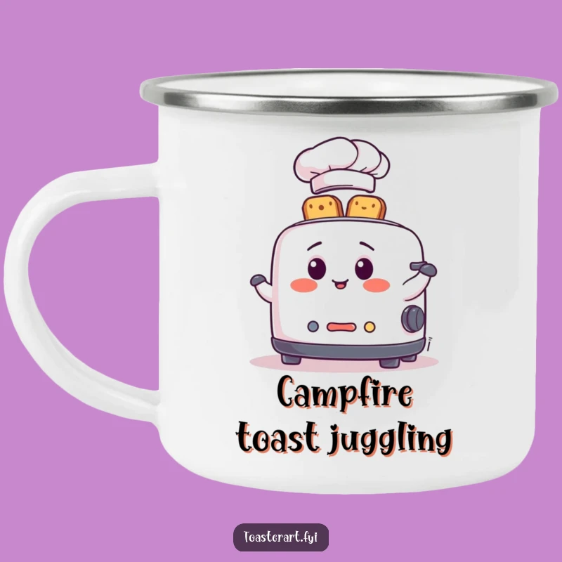 Funny Chef Toaster Camping Mug: Juggling Campfire Treats, Perfect Humorous Gift