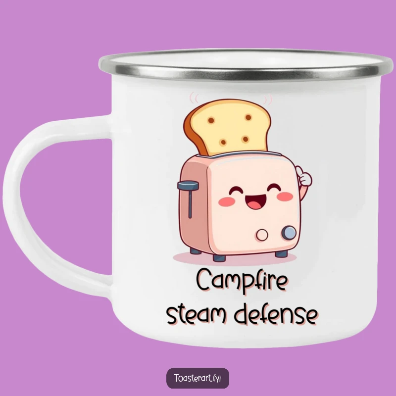 Funny Steam Fan Camp Mug: Comedic Toaster Art for Outdoor Relief