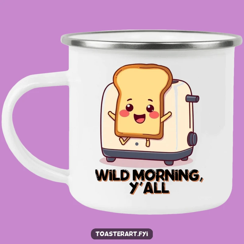 Funny Toast Leap Camping Mug: Durable Cartoon Toast Popping Out Camp Cup