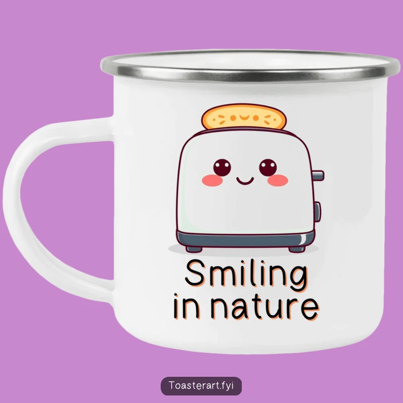 Adventure Funny Cheerful Toaster Camping Mug - Smiley Toast Outdoor Gift