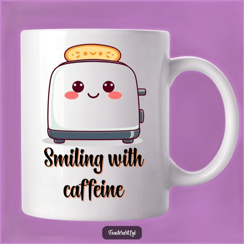 Funny Cheerful Toaster Smiley Mug - Happy Toast Pattern Gift