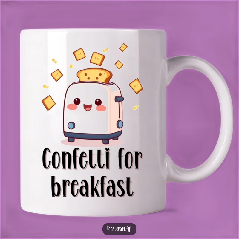 Funny Toaster Confetti Mug, Ejecting Toast, Perfect Breakfast Gift