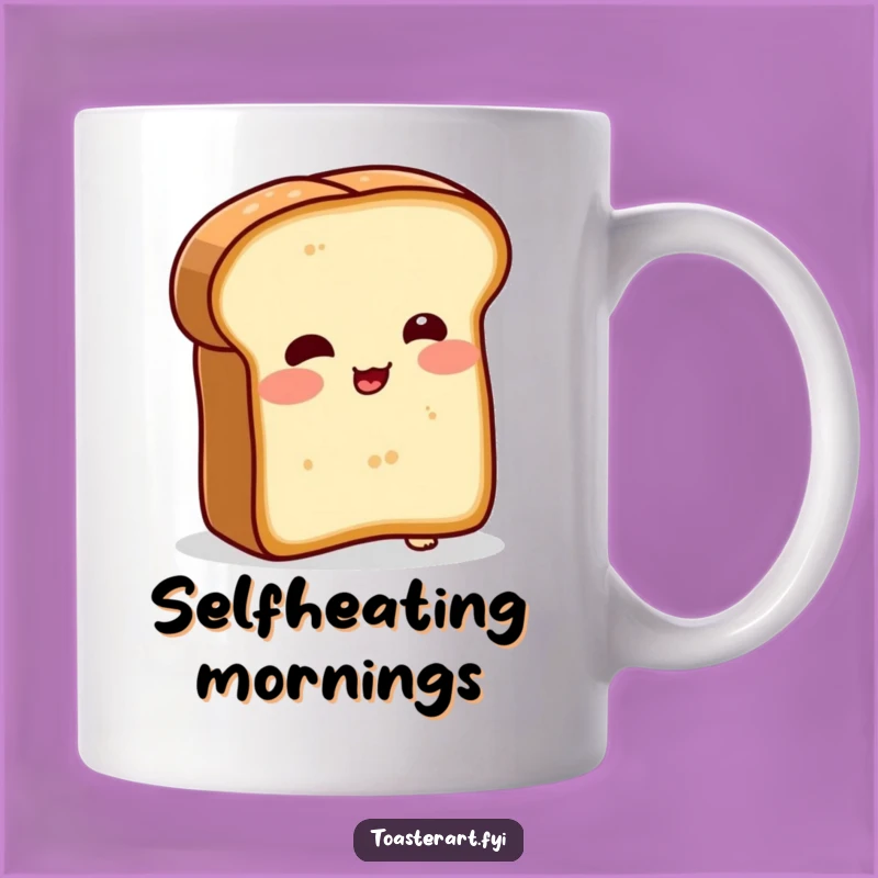 Funny Blushing Bread Mug - Comical Toasting Character, Hilarious Breakfast Gift