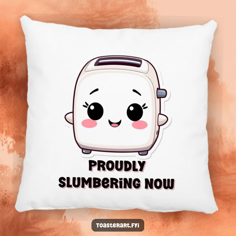 Funny Pillow: A toaster character proudly beams, bringing a sense of comfort and accomplishment to your space.