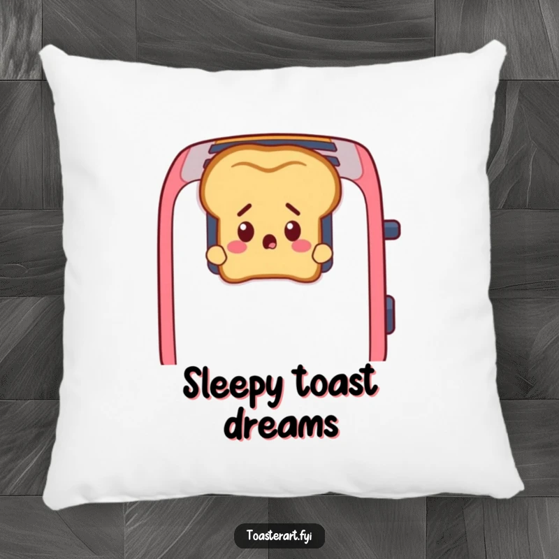 Funny Toast Pillow: A startled slice of toast peeks from toaster slots, offering soft comfort and humorous surprise.