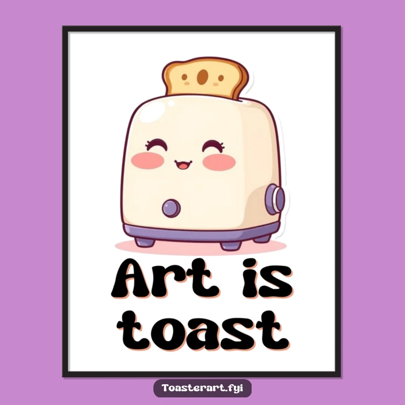 Digital Funny Blushing Toaster Print - Artistic Toast Wall Art Gift