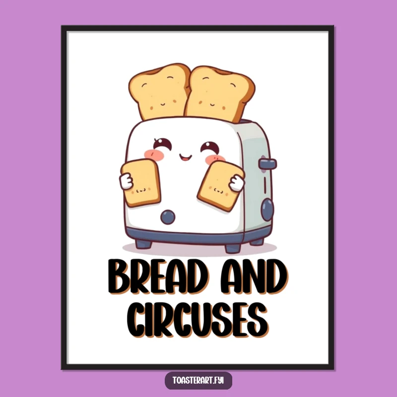 Funny Juggling Toaster Digital Art: Breakfast Acrobat Print Funny Gift