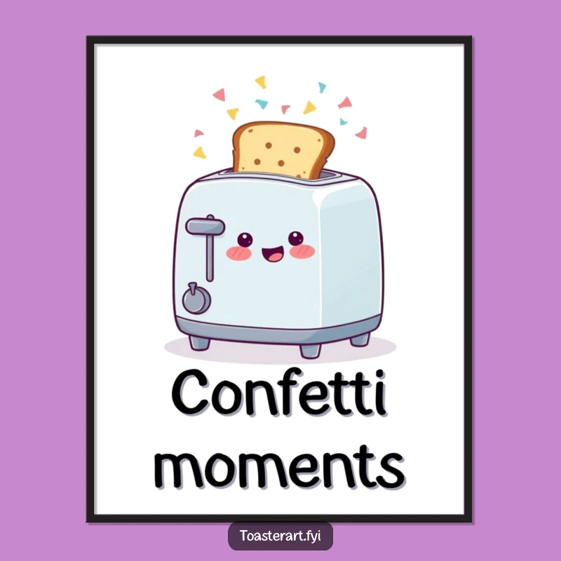 Funny Confetti Toaster Digital Art: Instant Festive Decor for Celebratory Spaces