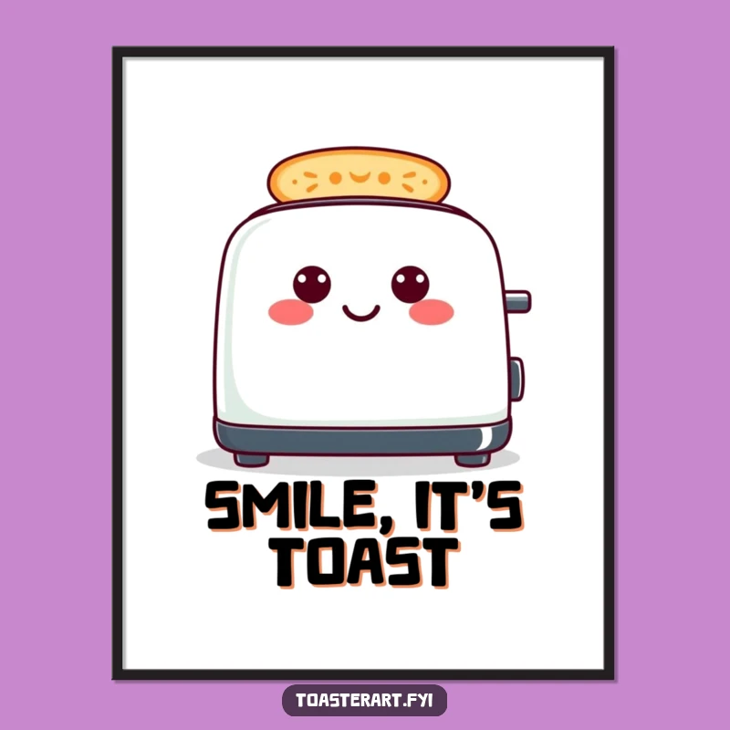 Digital Funny Cheerful Toaster Print - Smiley Toast Pattern Art Gift