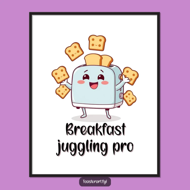 Funny Juggling Toaster Digital Art - Instant Character Humor for Walls