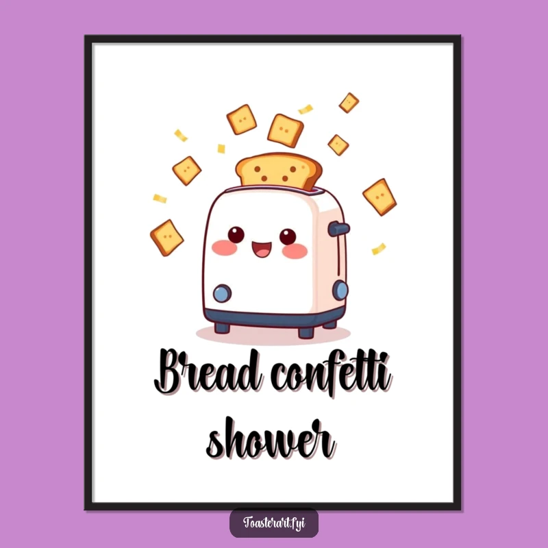 Funny Toaster Confetti Digital Art Print, Instant Toast Celebration
