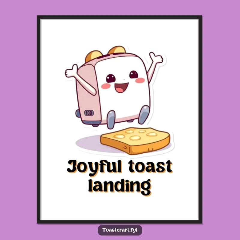 Funny Toaster Joy Art Print: Leaping Toast Design, Framable Humorous Gift