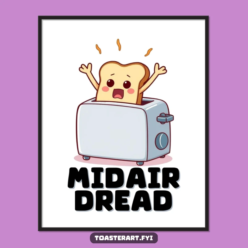 Funny Frozen Toast Digital Art - Scared Bread Print, Instant Humorous Decor Gift