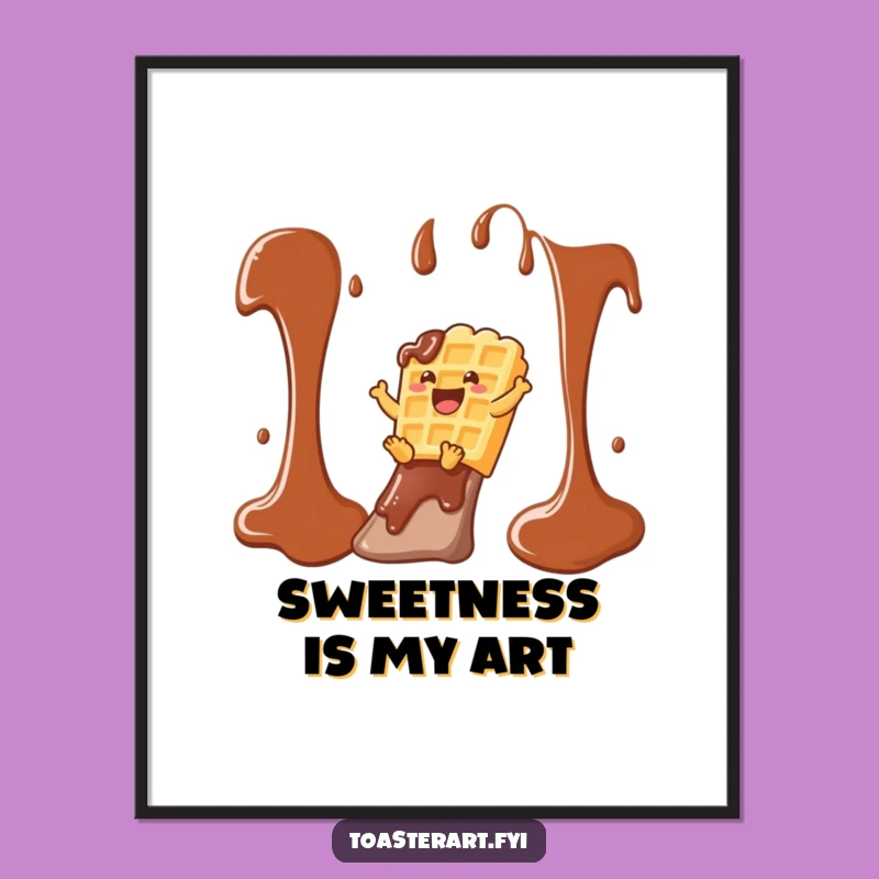 Funny Waffle Syrup Slide Digital Print: Instant Hilarious Breakfast Decor