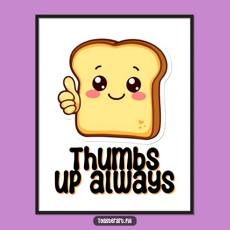 Funny Thumbs Up Toast Digital Art: Instant Positive Decor for Cheerful Spaces