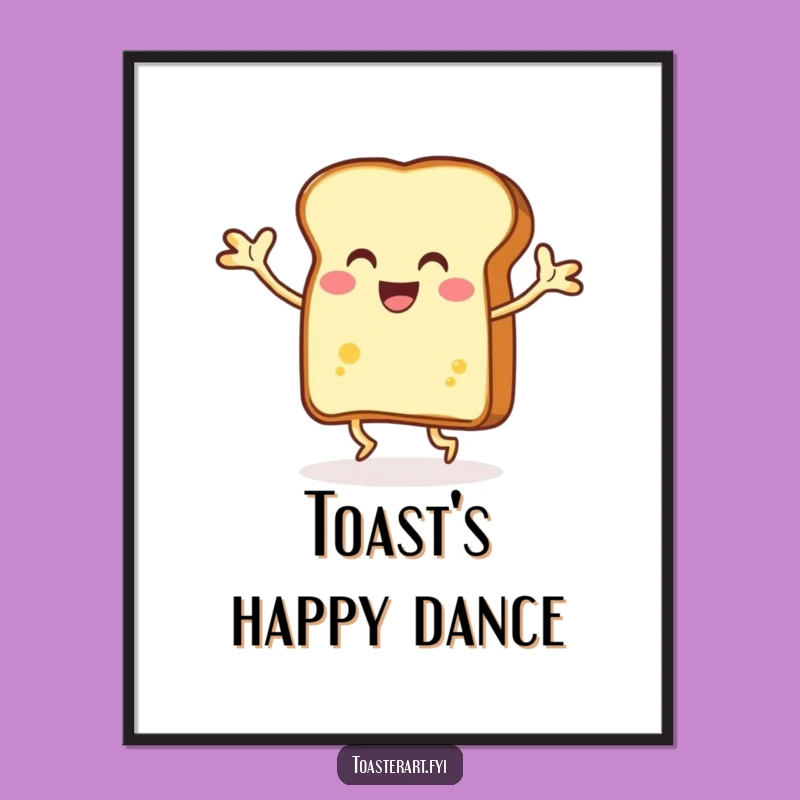 Funny Dancing Toast Digital Art Print, Instant Breakfast Energy