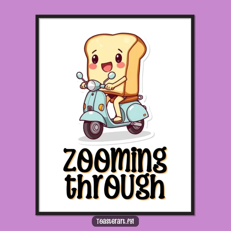 Funny Toast Scooter Rider Digital Art - Instant Speedy Decor!