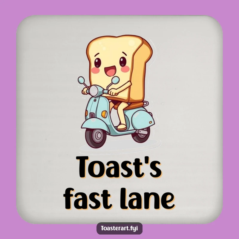 Funny Toast Scooter Rider Coaster - Protect Surfaces with Speedy Humor!