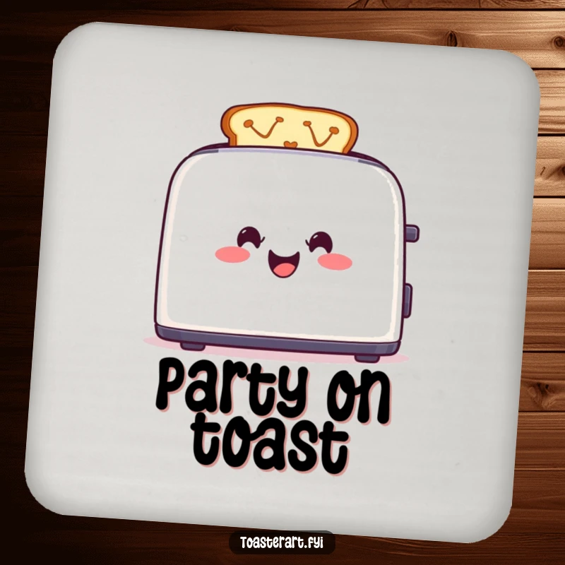 Funny Toaster Coasters: A cheerful toaster creates colorful toast designs, protecting surfaces with artistic flair.