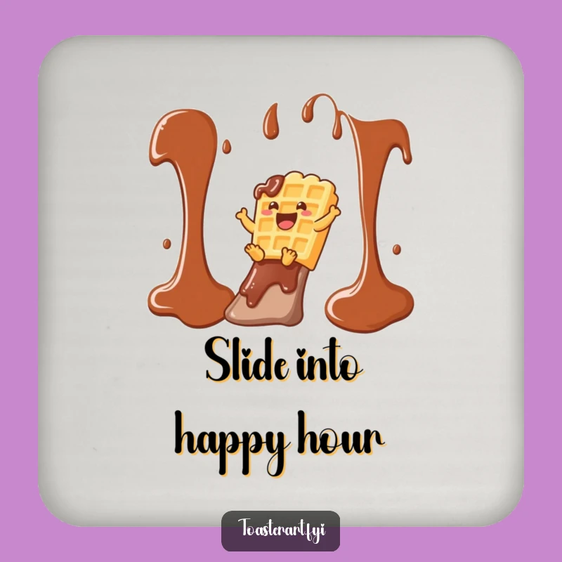 Funny Waffle Syrup Slide Drink Coaster: Protect Surfaces with Humor