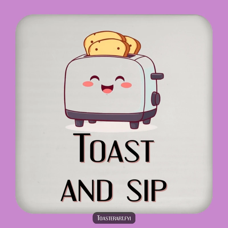 Funny Toaster Toasting Bread Coaster: Protect Surfaces with Breakfast Humor