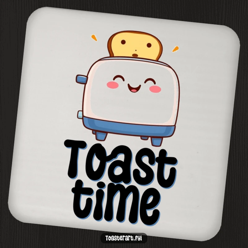 Funny drink coasters featuring a grinning toaster character popping toast, adding a humorous touch to beverage service.