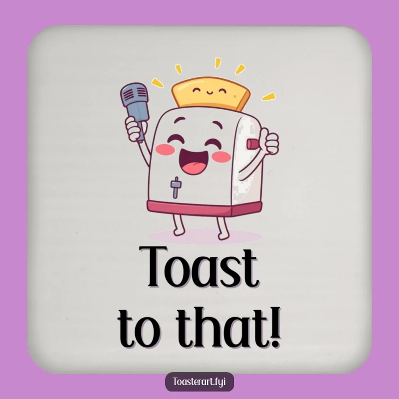 Funny Toaster Mic Drop Coaster Set - Protect Surfaces with Champion Breakfast Art