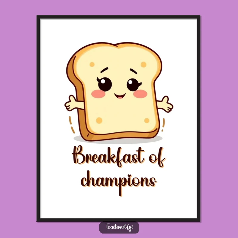 Funny Bread Slice Poster: Breakfast Art That Winks, Perfect Funny Gift