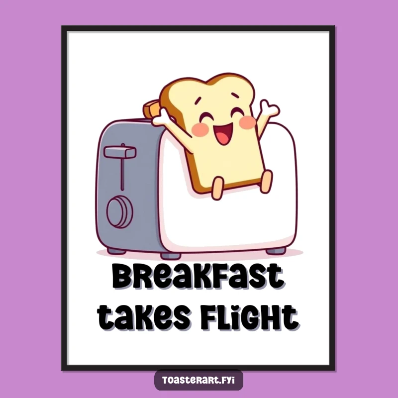 Funny Toast Leap Poster: Joyful Wall Art for a Hilarious Breakfast Vibe