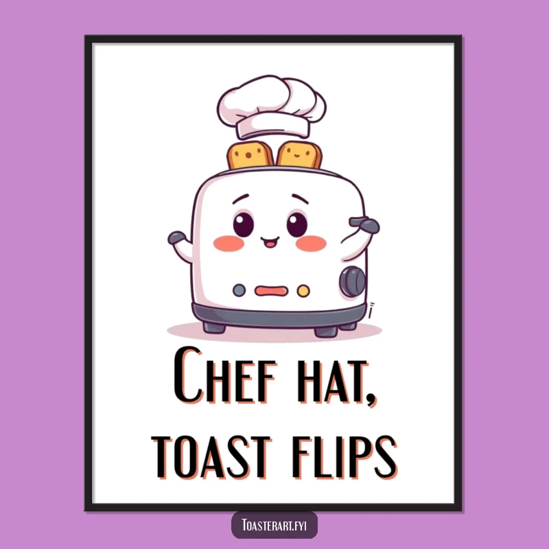 Funny Chef Toaster Poster: Juggling Toast Art, Framable Humorous Gift