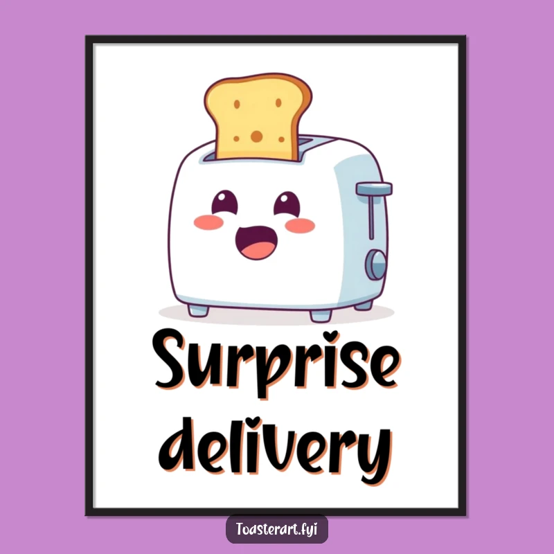 Funny Surprised Toaster Toast Poster: Kitchen Humor Art