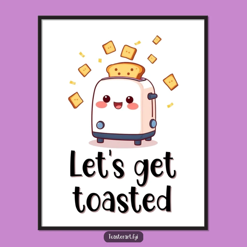 Funny Toaster Confetti Poster, Ejecting Toast, Kitchen Celebration Art