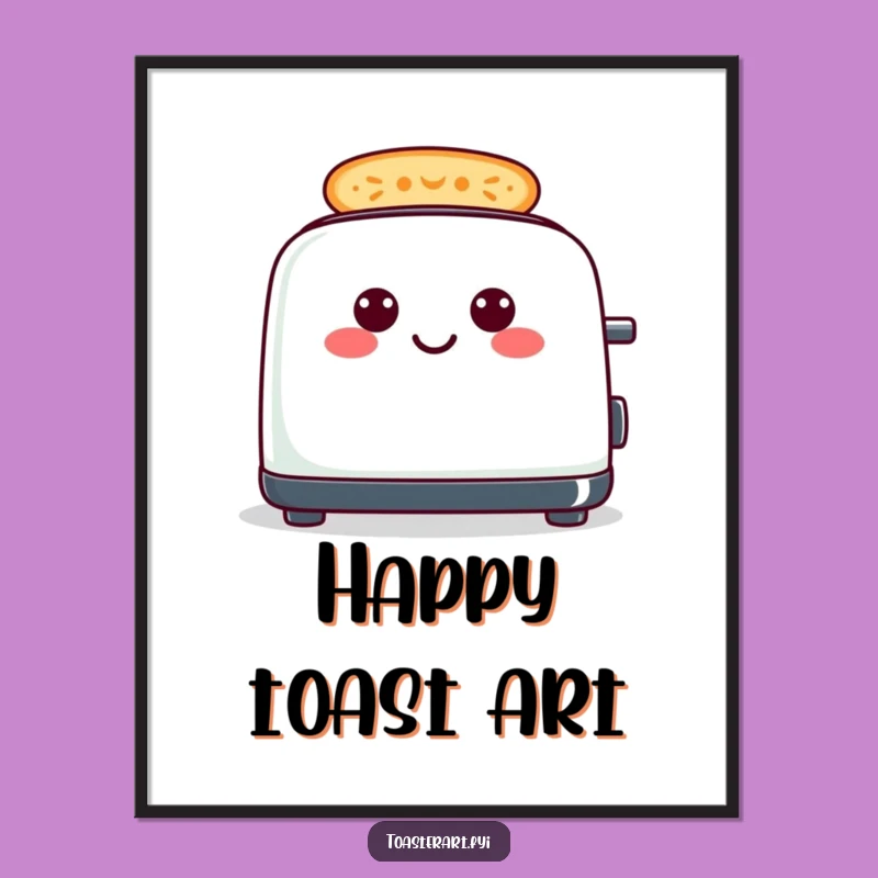 Funny Cheerful Toaster Poster - Smiley Toast Pattern Wall Art Gift