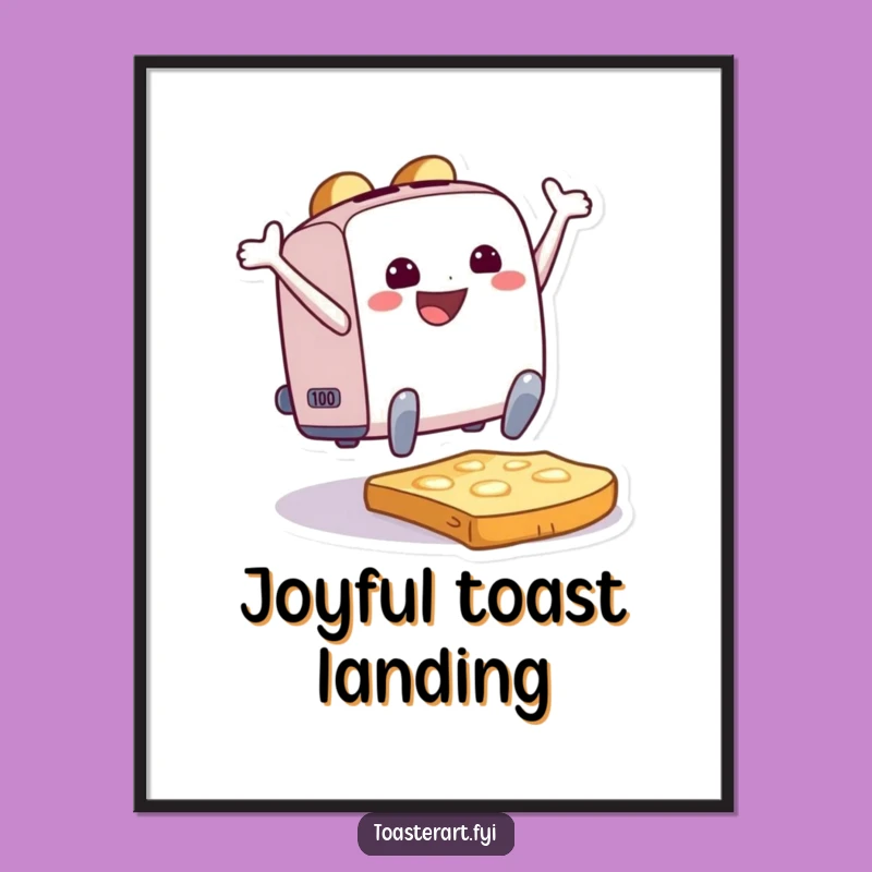 Funny Toaster Joy Poster: Leaping Toast Art, Framable Humorous Gift