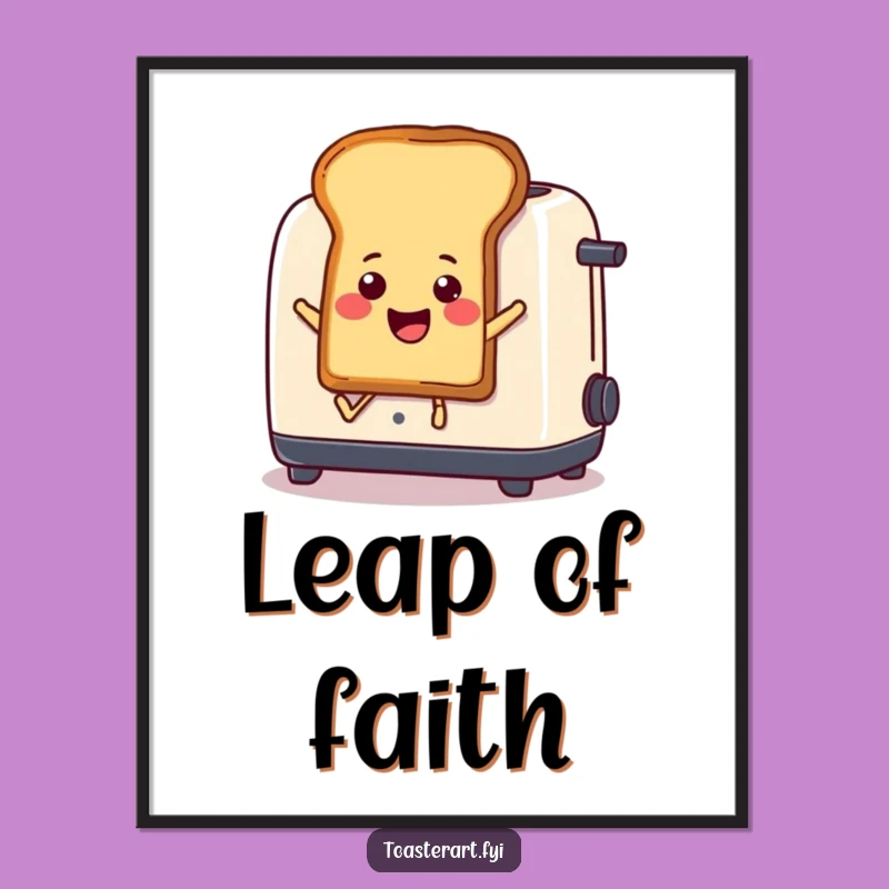 Funny Toast Leap Poster: Hilarious Cartoon Toast Popping Out Wall Art