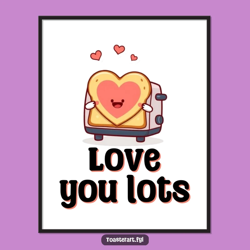 Funny Heart Toast Poster - Toaster Love Wall Art, Romantic Humorous Decor Gift