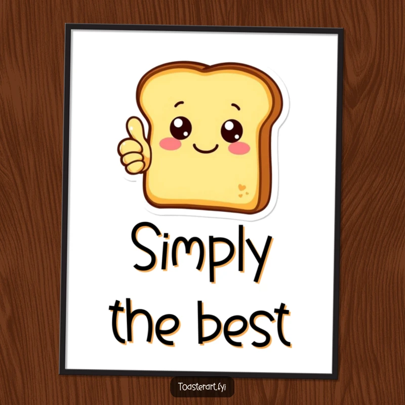 Funny poster of a cheerful toast character giving a thumbs up, bringing inspirational breakfast art to any room.