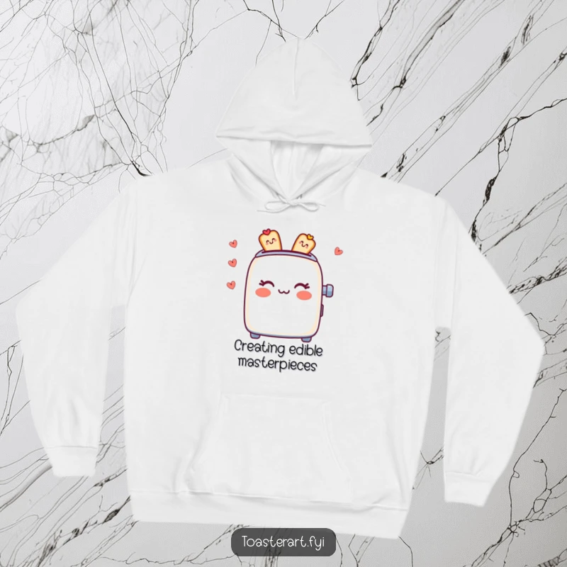 Funny Hoodie: A toaster character creates beautiful edible patterns, showcasing artistic skill and creativity.