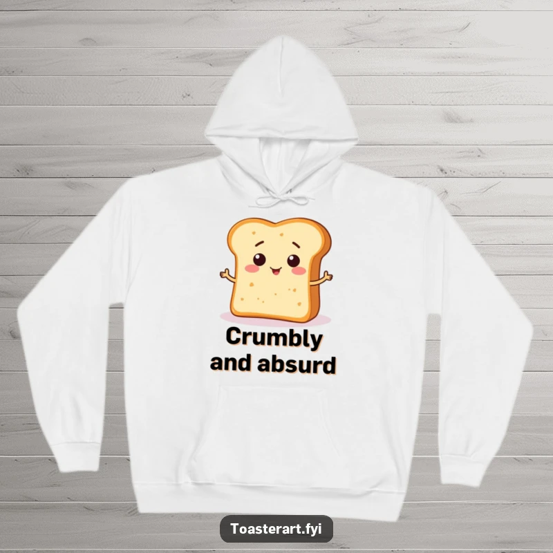 Funny Hoodie featuring a cute bread crumb character creating a funny shape on bread, perfect for comfortable and humorous wear.