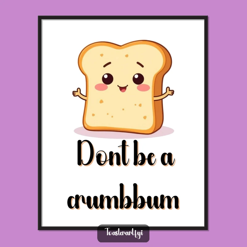 Free Printable Wall Art Funny Bread Crumb - Whimsical Downloadable Kitchen Decor Gift