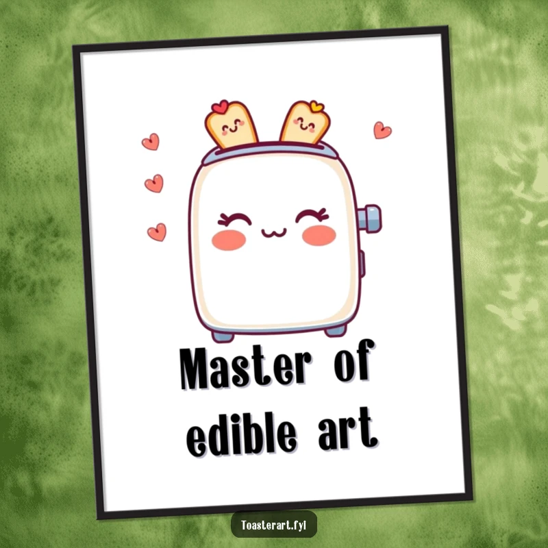 Funny Free Printable Wall Art: A toaster character creating imaginative and edible patterns.
