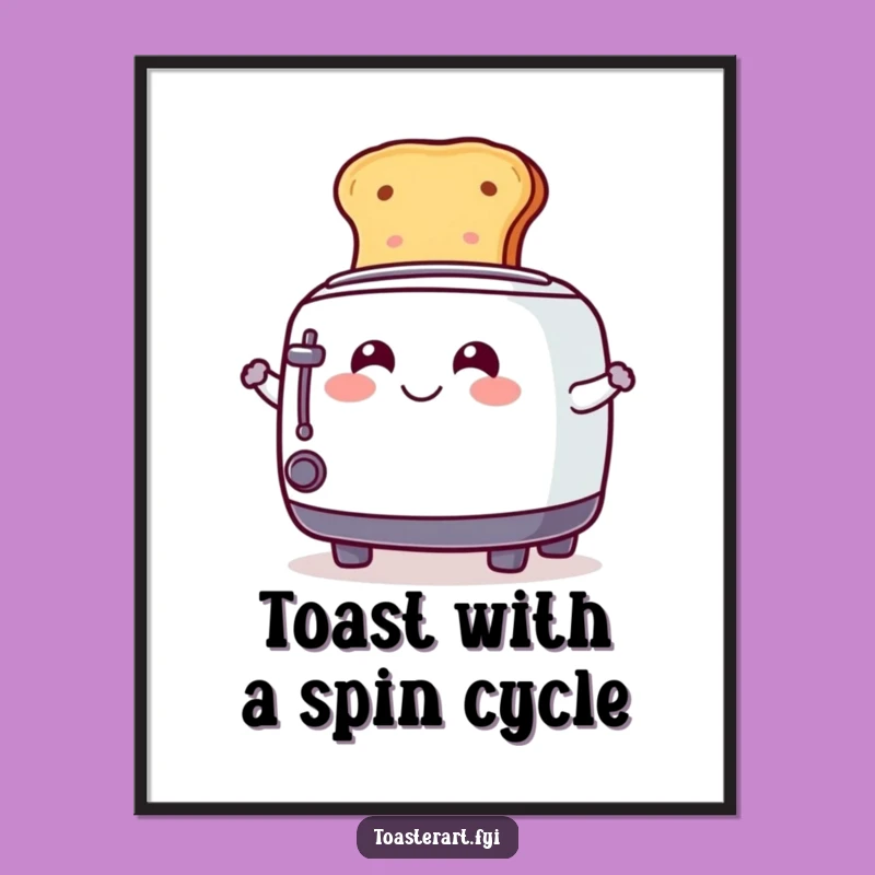 Funny Free Printable Wall Art: Smiling Toaster Spinning Toast - Downloadable Kitchen Decor!