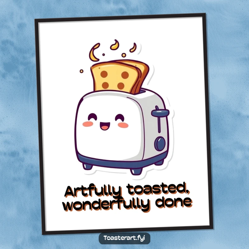 Funny Free Printable Wall Art depicting a toaster with toast emerging in an artistic swirl, a captivating and humorous artwork.