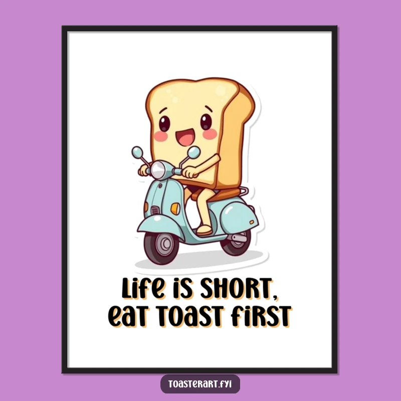 Funny Free Printable Wall Art: Toast Scooter Ride, Energetic Downloadable Decor