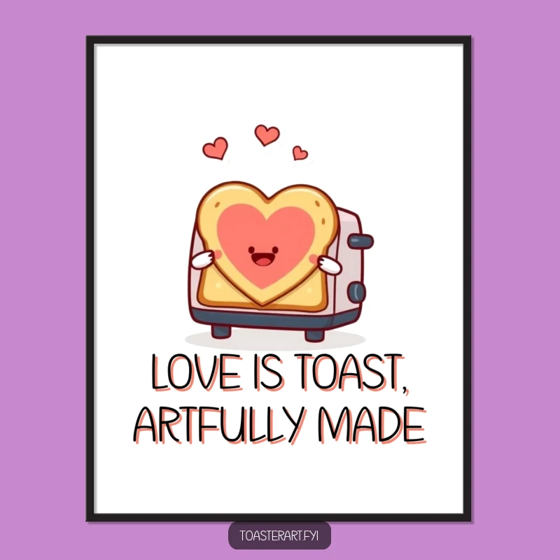Funny Free Printable Wall Art: Toaster Heart Art, Love Toast Decor, Downloadable Art